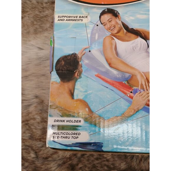 Aqua Pool Lounge Extra Long 70in Comfortable Headrest Soft Cool Weave Fabric - Picture 4 of 8